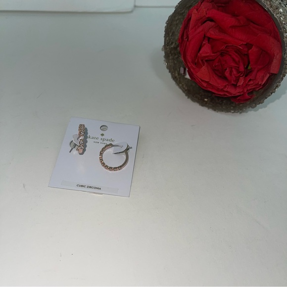 Kate Spade New York Crystal Rose Gold Loop Earrings - New With Tag - Reemoly - Picture 4 of 11